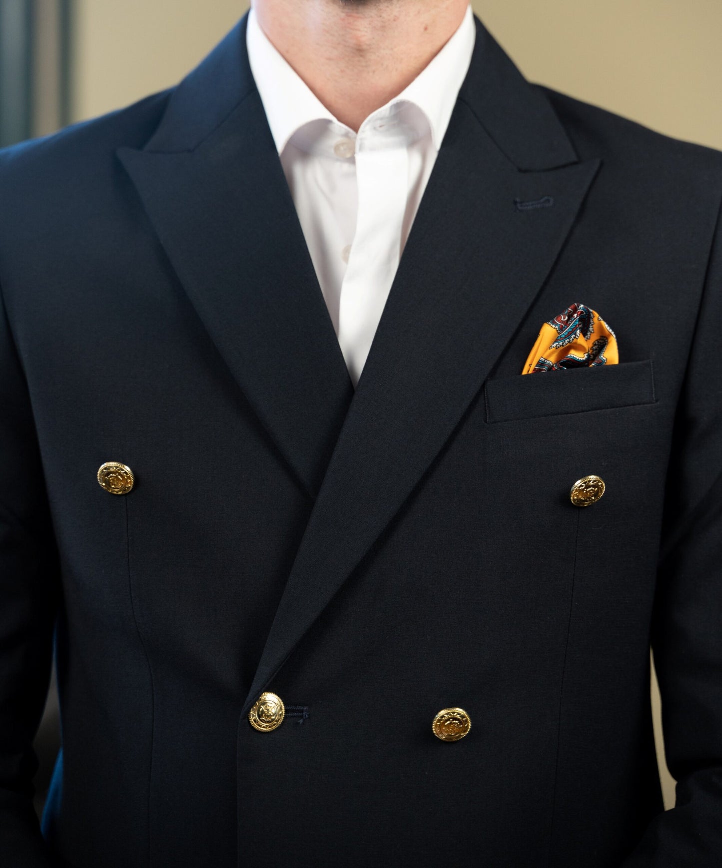 (product) Costum Barbati Bleumarin Doua Randuri de nasturi Tailored Fit Cfg315